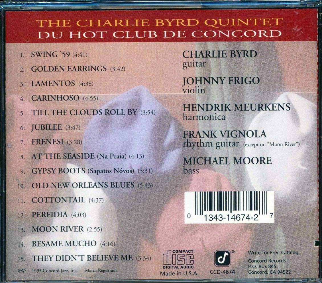 Charlie Byrd Quintet - Du Hot Club De Concord Music CD