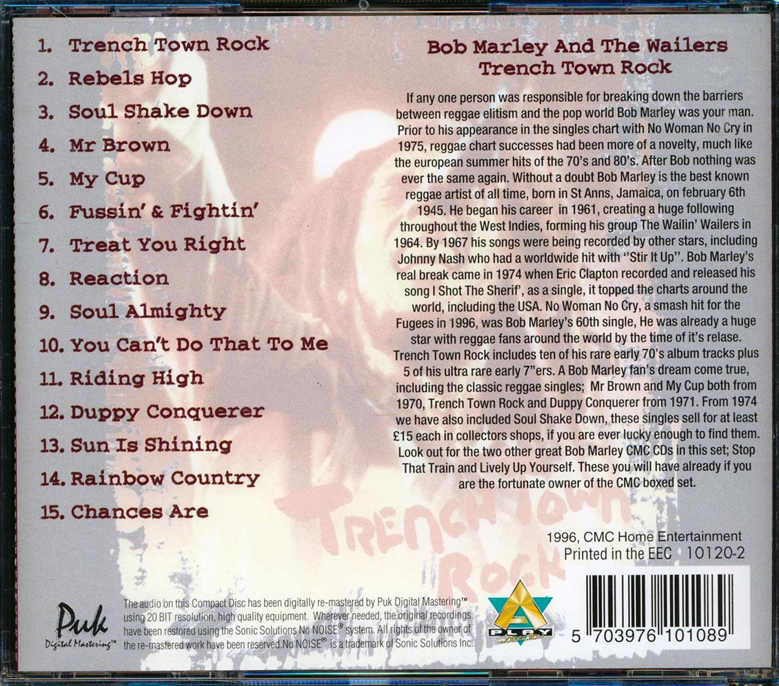 Bob Marley - Trench Town Rock Music CD