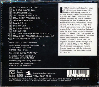 Mose Allison - Ramblin' With Mose Music CD
