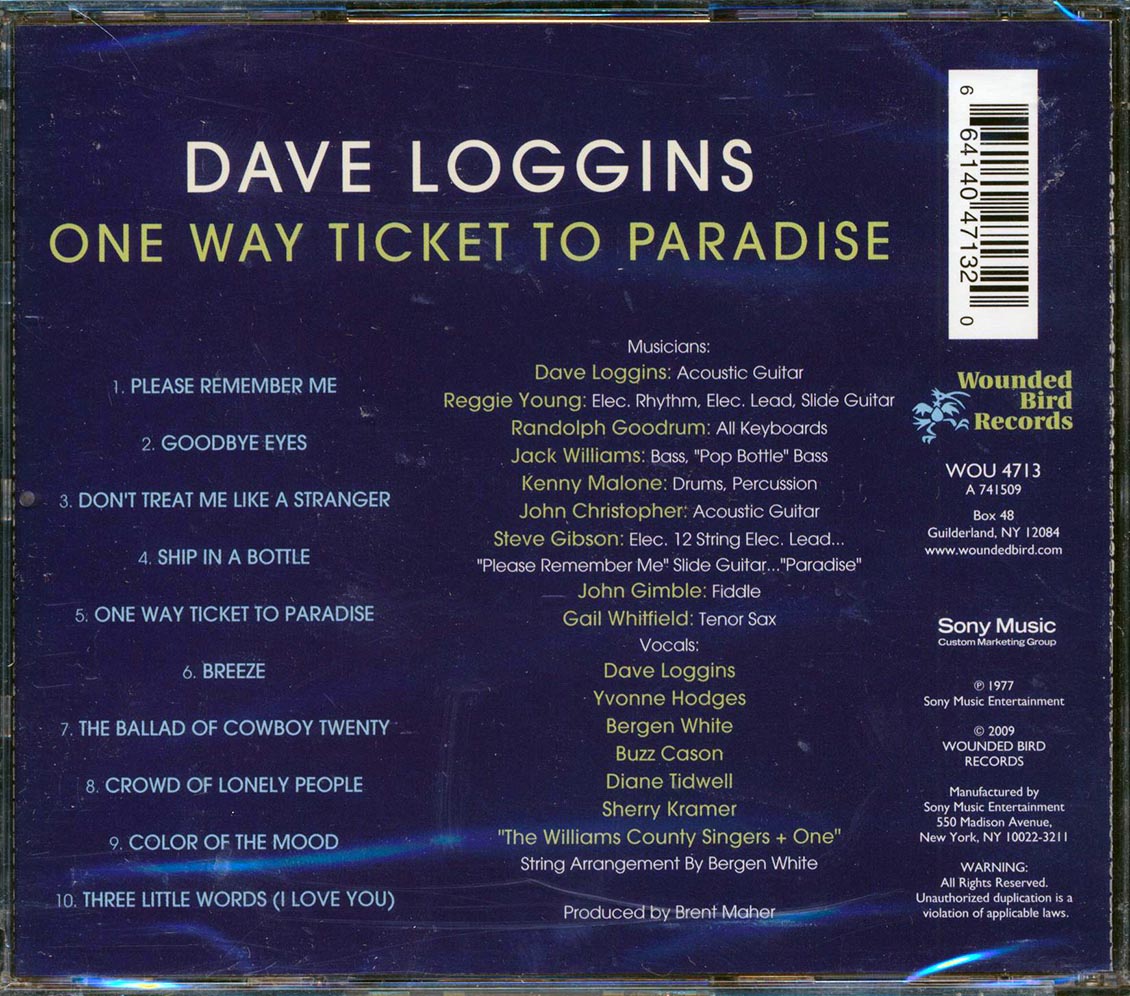 Dave Loggins - One Way Ticket To Paradise Music CD