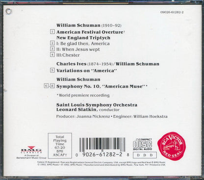 William Schuman, Saint Louis Symphony Orchestra, Leonard Slatkin - Symphony No. 10; New England Triptych; American Festival Overture Music CD