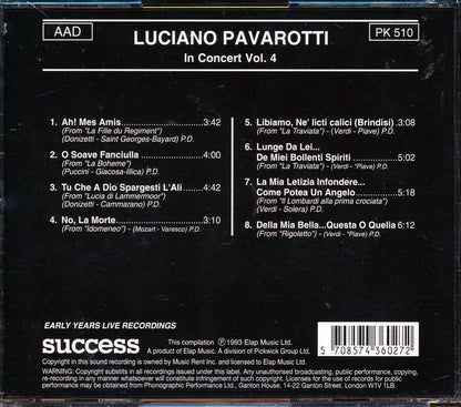 Luciano Pavarotti - In Concert Volume 4 Music CD
