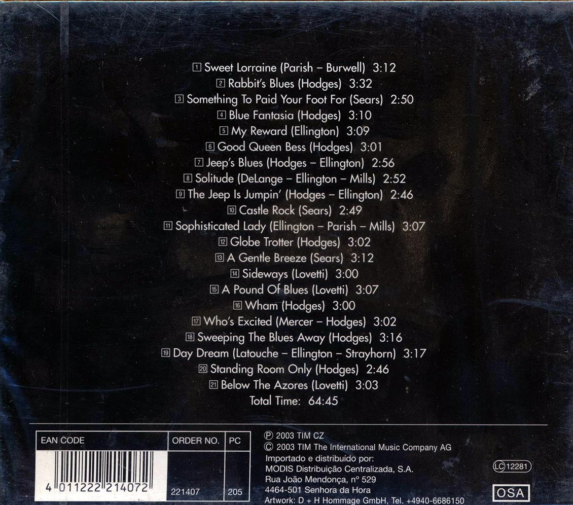 Johnny Hodges - The Best Of Johnny Hodges: Original Hits (21 tracks) Music CD