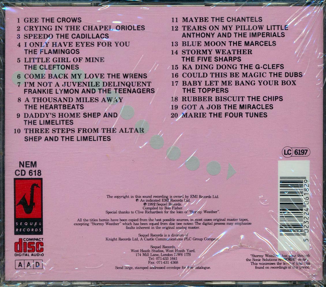 The Crows, The Orioles, The Cadillacs, Etc. - The Ultimate Doo Wop Collection (20 tracks) Music CD