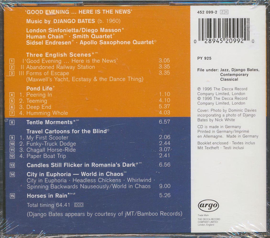 Django Bates - Good Evening: Here Is The News Music CD