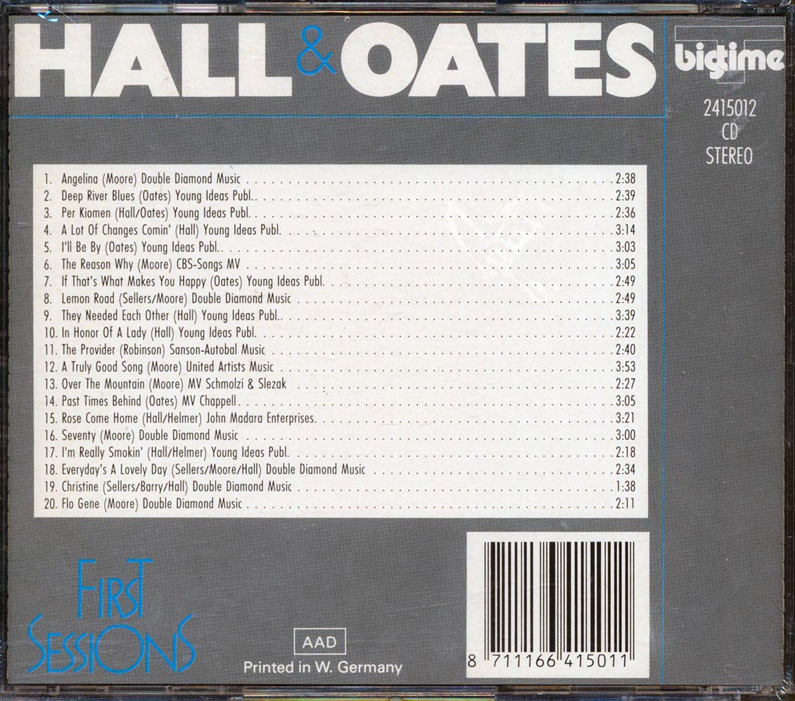 Hall & Oates - First Sessions Music CD