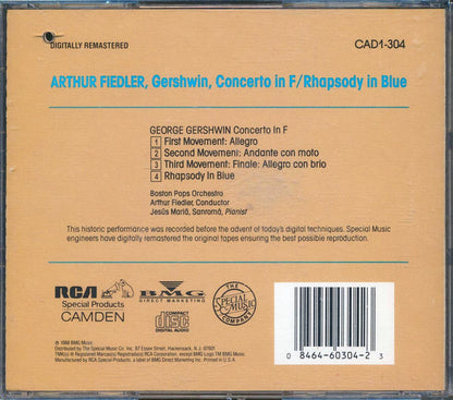 Arthur Fiedler, Boston Pops Orchestra, Jesus Maria Sanroma, Gershwin - Concerto In F; Rhapsody In Blue Music CD