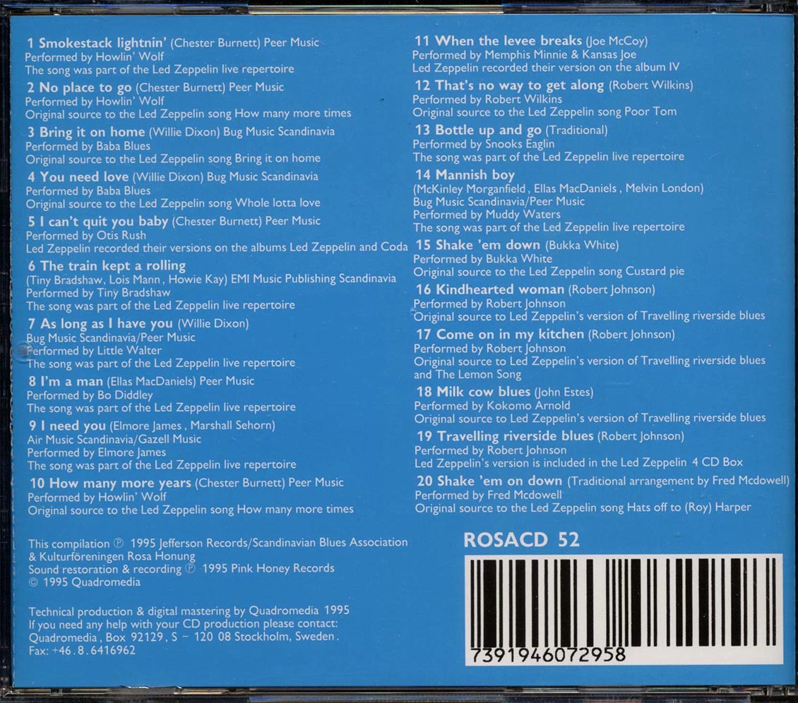 Howlin' Wolf Baba Blues Otis Rush Etc Led Zeppelin's Sources Of Inspiration 20 tracks Music CD