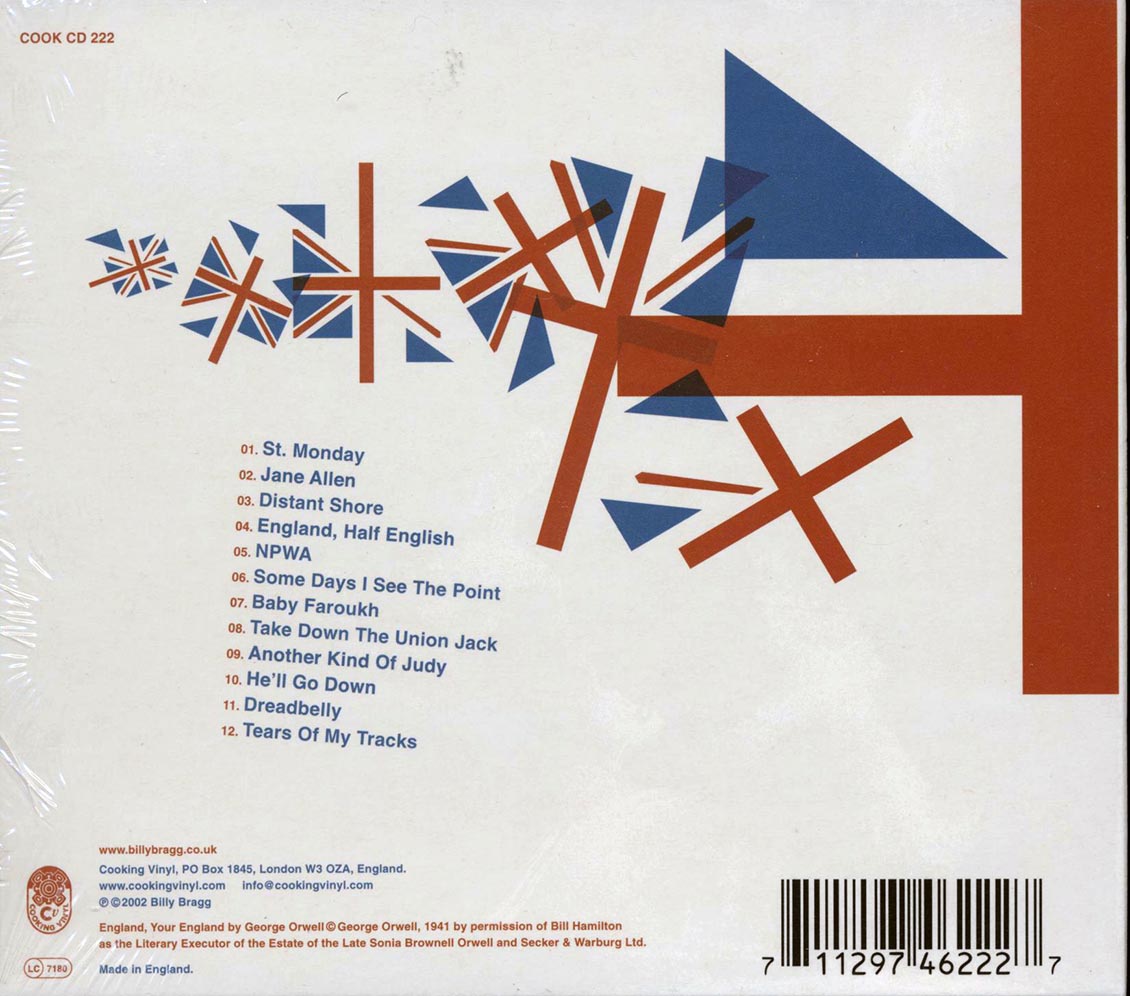 Billy Bragg & The Blokes - England, Half English Music CD