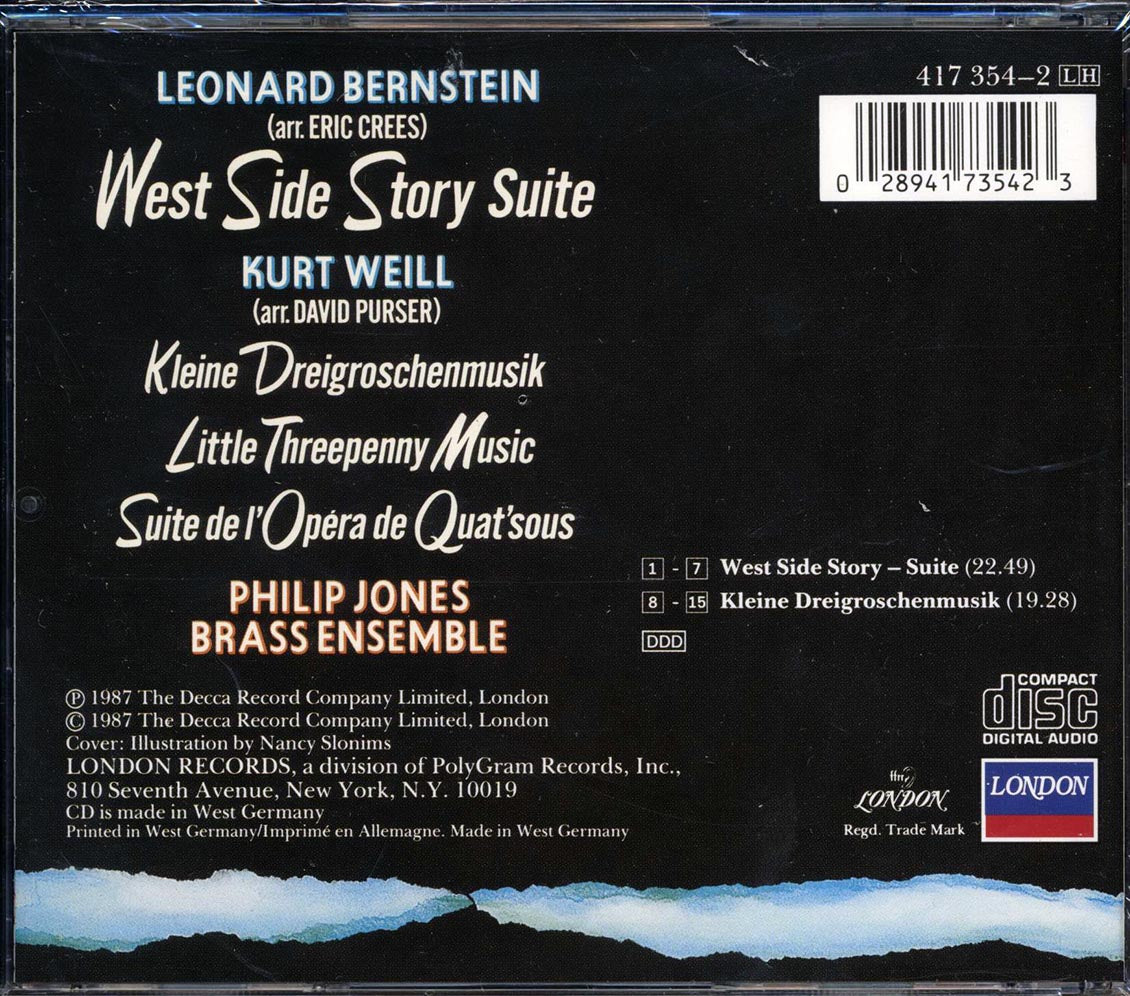 Bernstein, Weill, Philip Jones Brass Ensemble - West Side Story Suite: Kleine Dreigroschenmusik Music CD