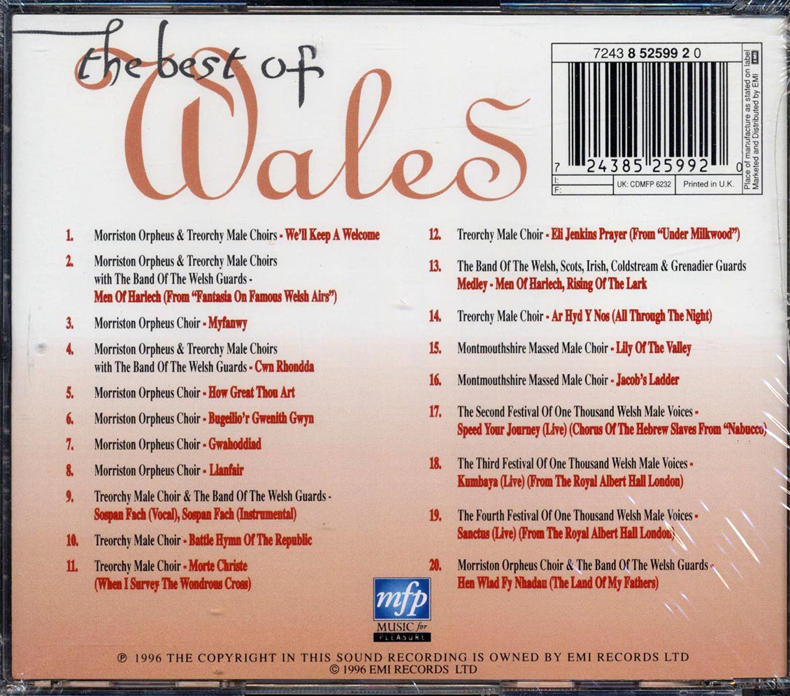 The Morriston Orpheus Choir, Treorchy Male Choir, Etc. - The Best Of Wales Music CD