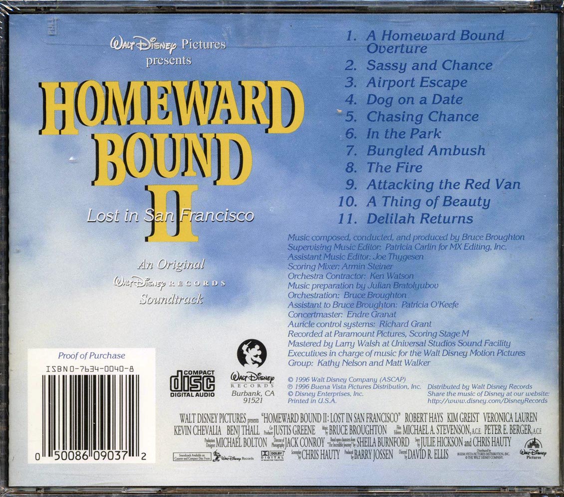 Bruce Broughton - Homeward Bound 2: Lost In San Francisco: An Original Soundtrack Music CD