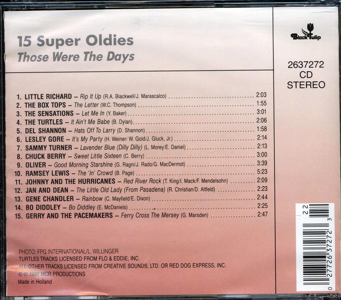 Little Richard, Box Tops, The Sensations, Etc. - 15 Super Oldies: Those Were The Days Music CD