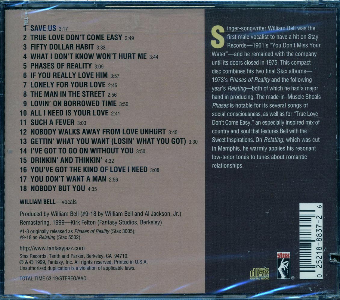 William Bell - Phases Of Reality: Relating (2 albums on 1 CD) (marked/ltd stock) Music CD