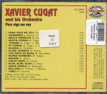 Xavier Cugat & His Orchestra - Para Vigo Me Voy Music CD