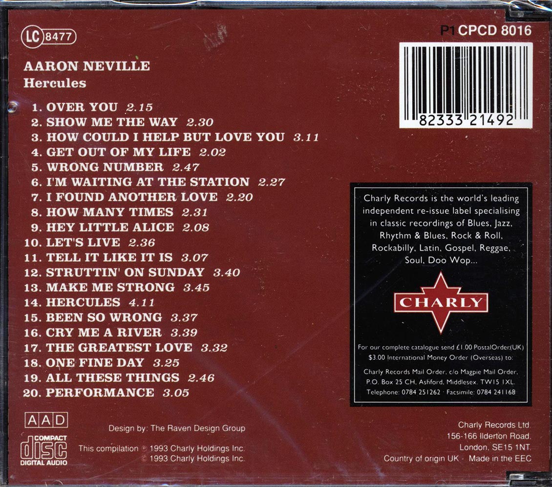 Aaron Neville - Hercules (20 tracks) Music CD