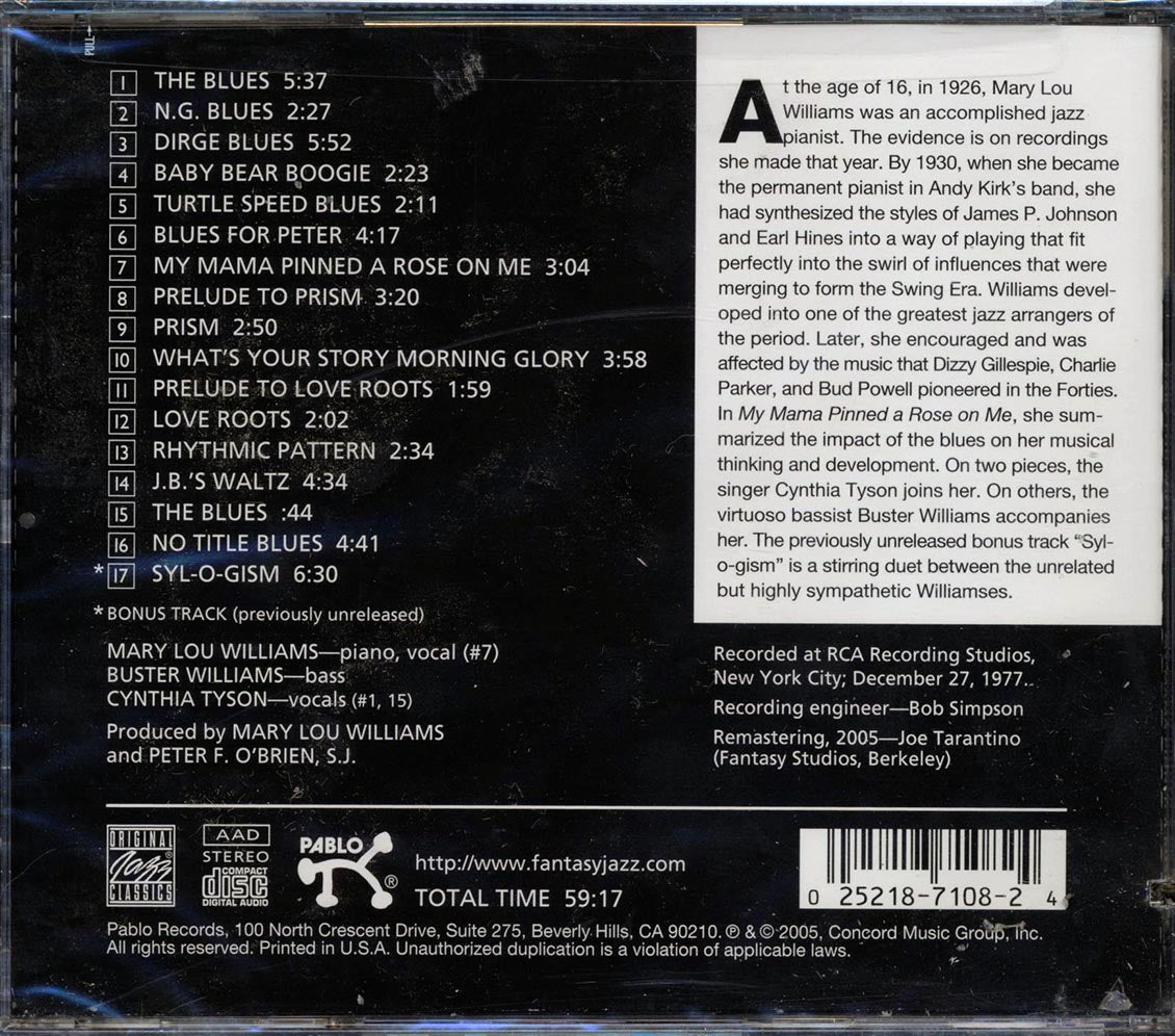 Mary Lou Williams - My Mama Pinned A Rose On Me (marked/ltd stock) Music CD