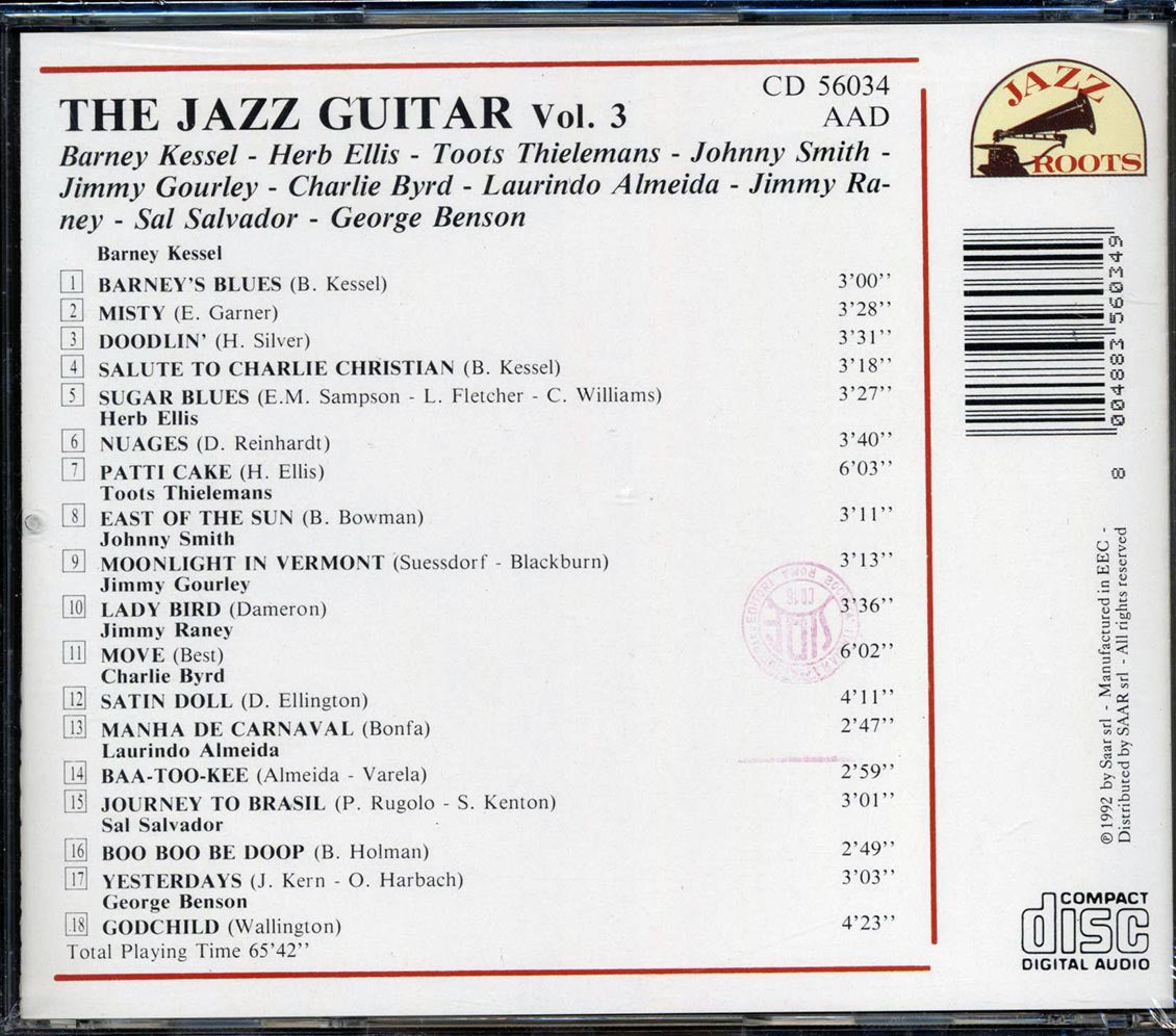 Barney Kessel, Herb Ellis, Toots Thielemans, Etc. - The Jazz Guitar Volume 3 Music CD