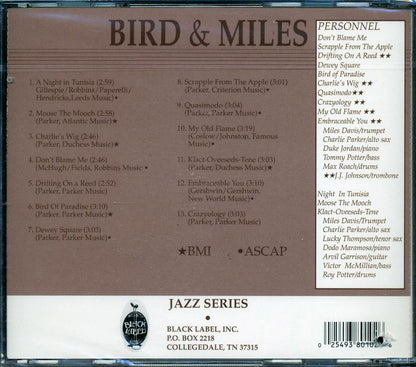 Charlie Parker Miles Davis Bird & Miles Historical Sessions Music CD