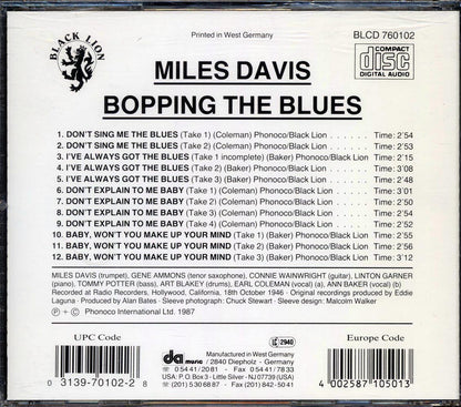Miles Davis Bopping The Blues Music CD