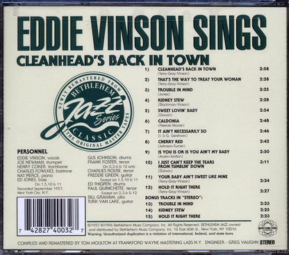 Eddie Cleanhead Vinson - Cleanhead's Back In Town Music CD