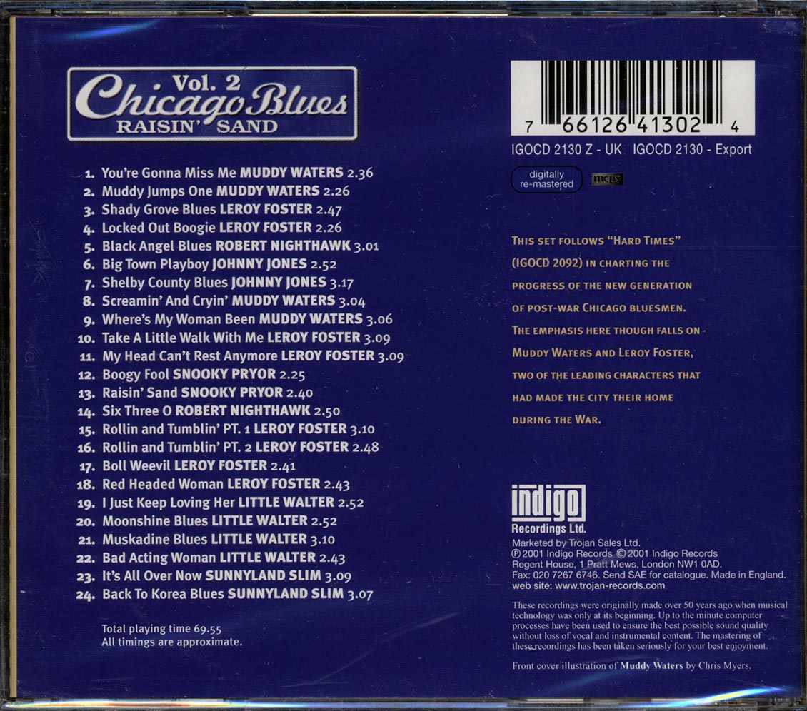 Muddy Waters Leroy Foster Johnny Jones Etc Chicago Blues Volume 2 Raisin' Sand 24 tracks Music CD
