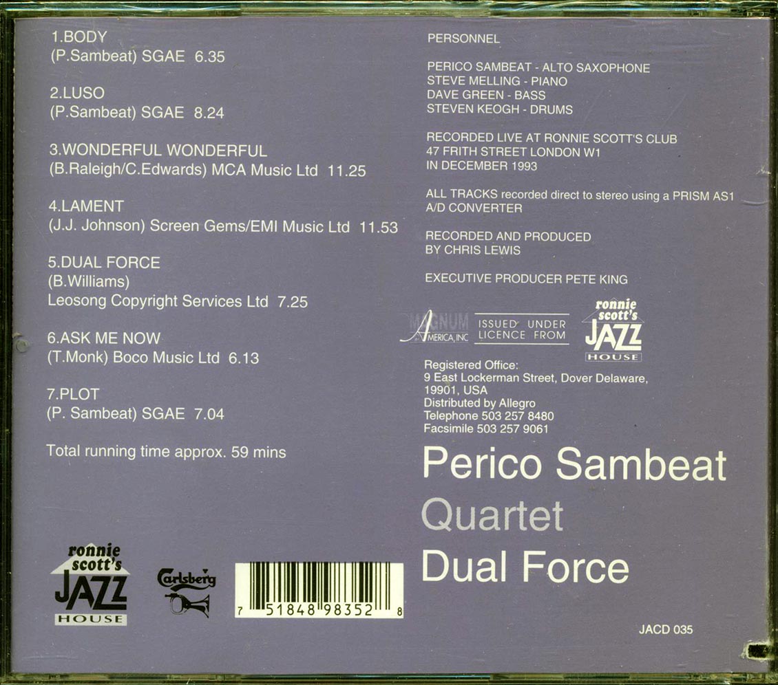 Perico Sambeat Quartet - Dual Force (marked/ltd stock) Music CD