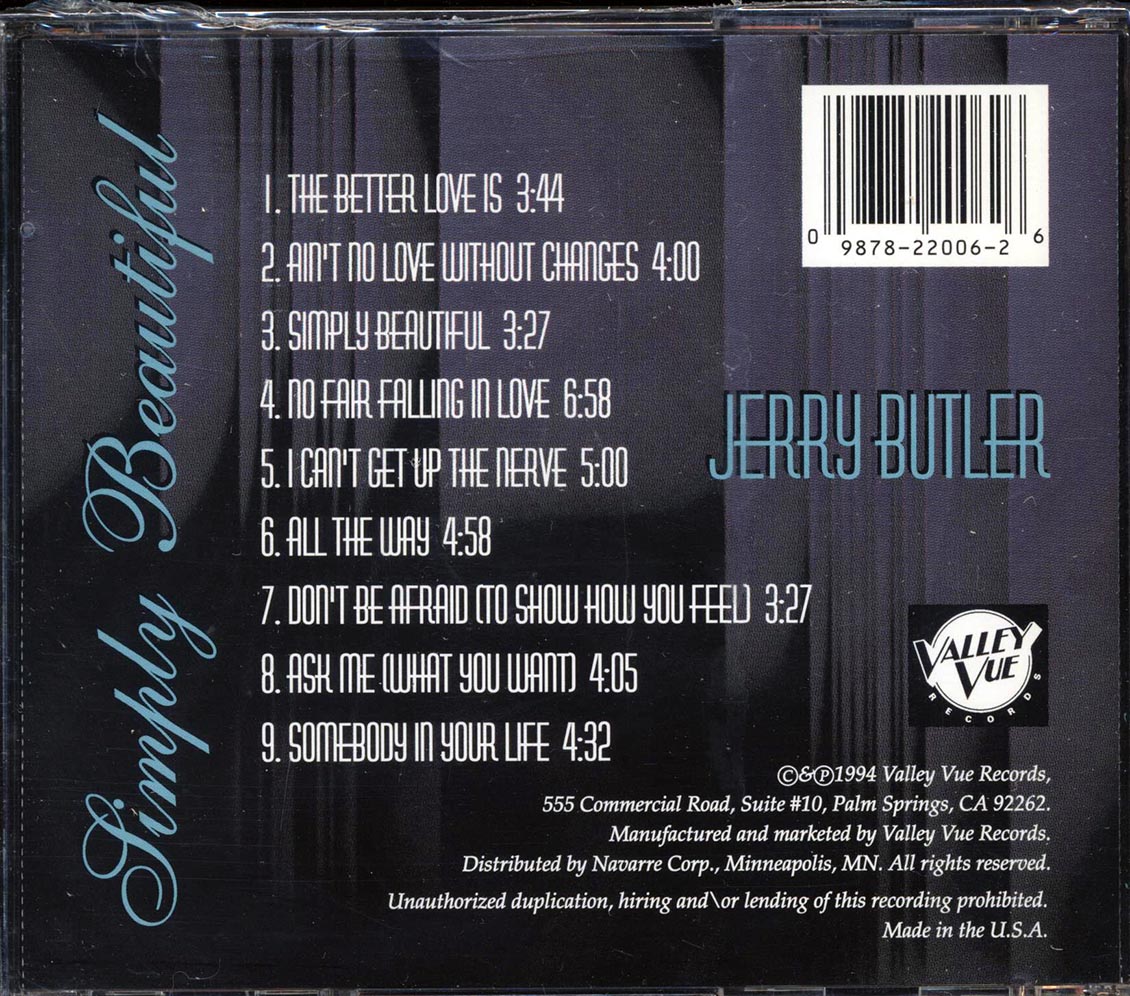 Jerry Butler - Simply Beautiful Music CD