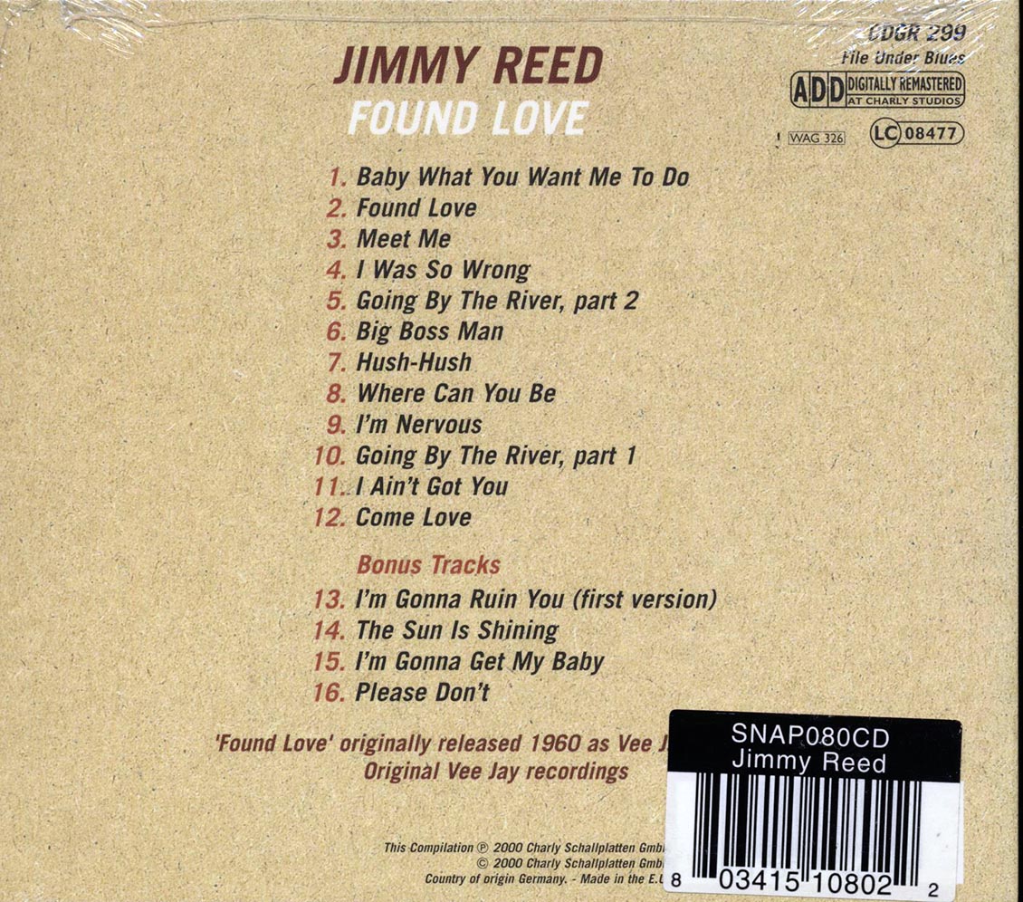 Jimmy Reed - Found Love (+4 bonus tracks) Music CD