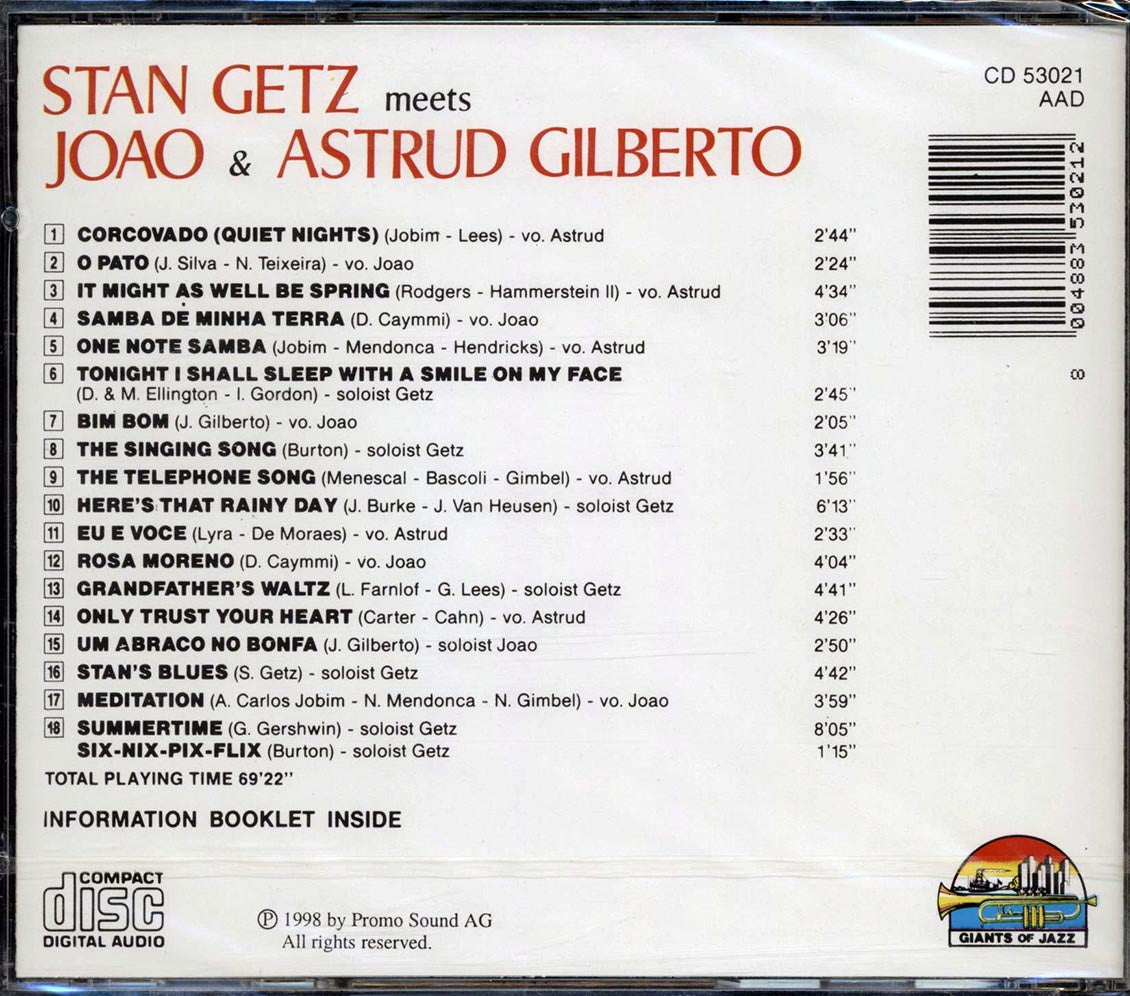 Stan Getz, Joao Gilberto, Astrud Gilberto - Stan Getz Meets Joao & Astrud Gilberto Music CD