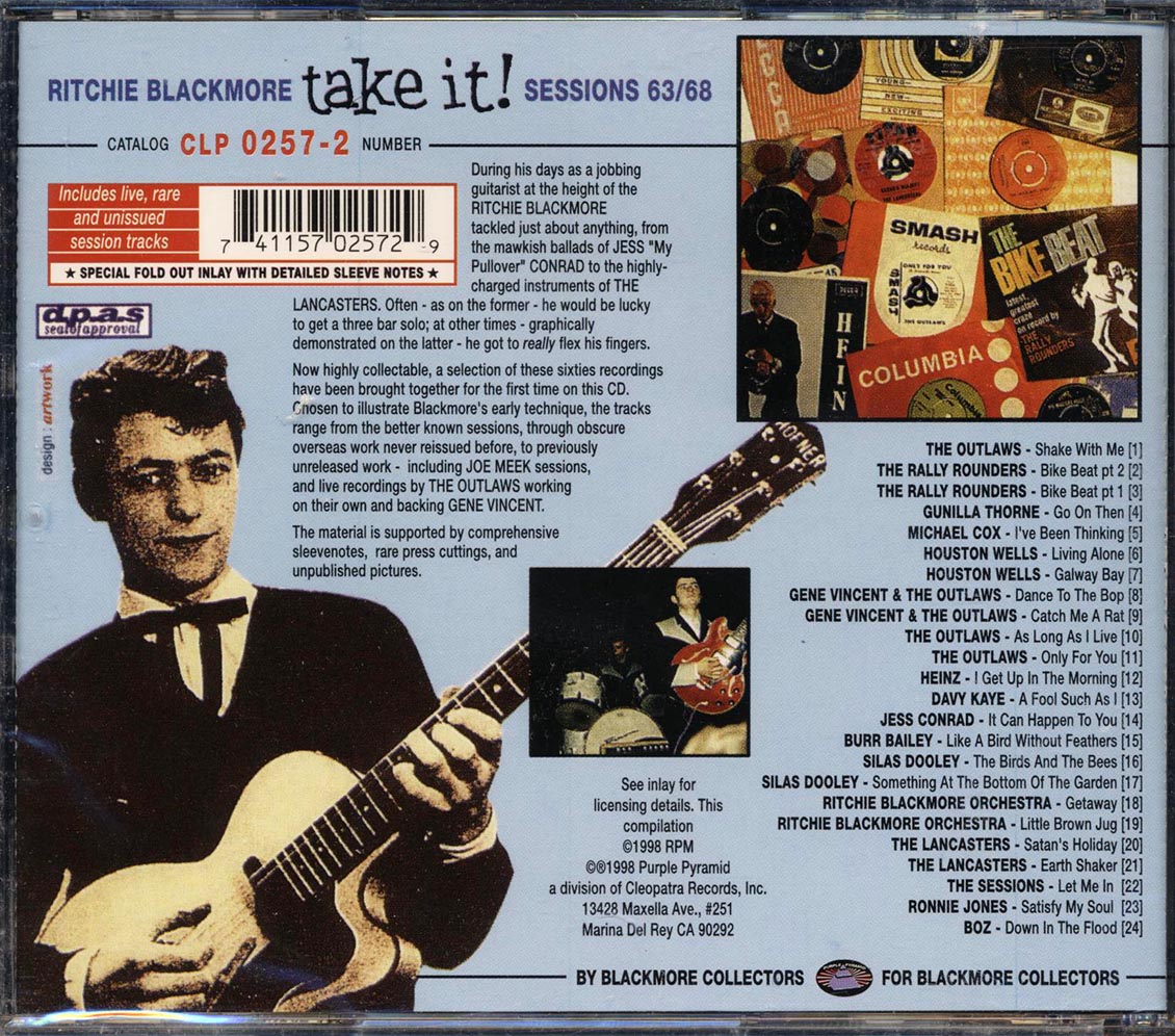Ritchie Blackmore - Take It: Sessions 63/68 (24 tracks) (gold CD) (ltd. ed.) (incl. large booklet) Music CD