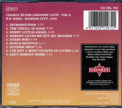 BB King - Kansas City 1972 Music CD