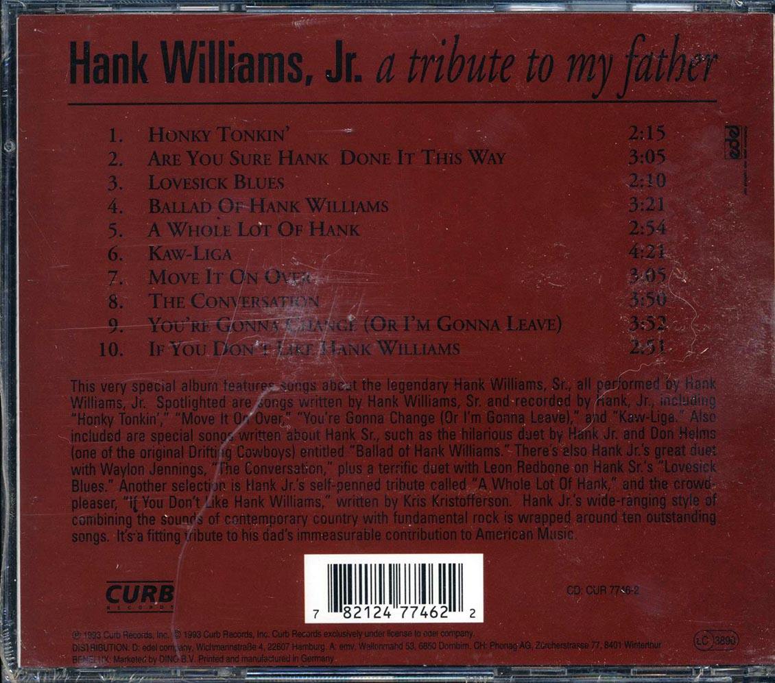 Hank Williams Jr. - A Tribute To My Father Music CD