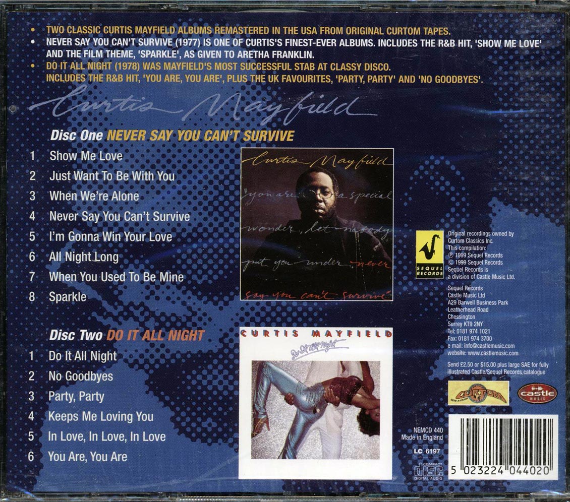 Curtis Mayfield - Never Say You Can't Survive + Do It All Night (2 albums on 2 CDs) (2xCD) Music CD