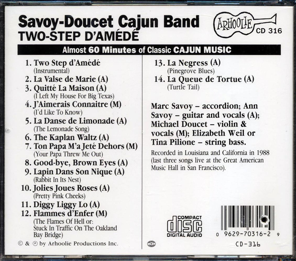 Savoy-Doucet Cajun Band - Two-Step D'Amede Music CD