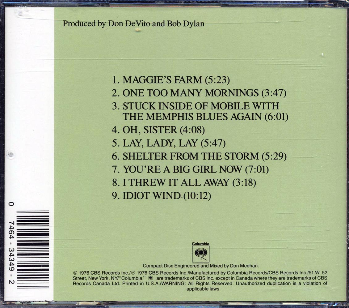 Bob Dylan - Hard Rain Music CD