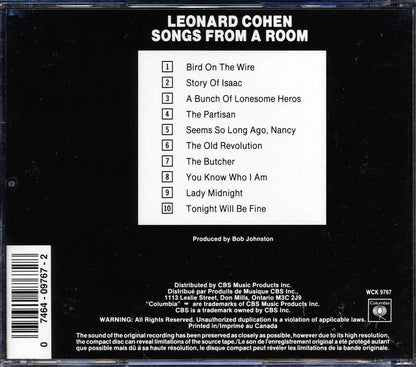 Leonard Cohen - Songs From A Room Music CD