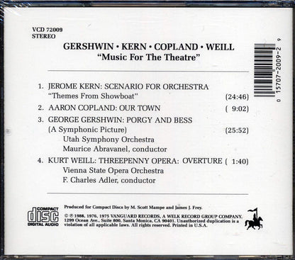 Gershwin, Kern, Copland, Etc. - Music For The Theatre Music CD