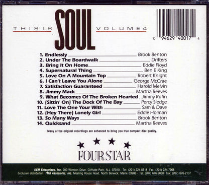 Drifters, Eddie Floyd, Ben E King, Sam & Dave, Etc. - This Is Soul Volume 4 Music CD