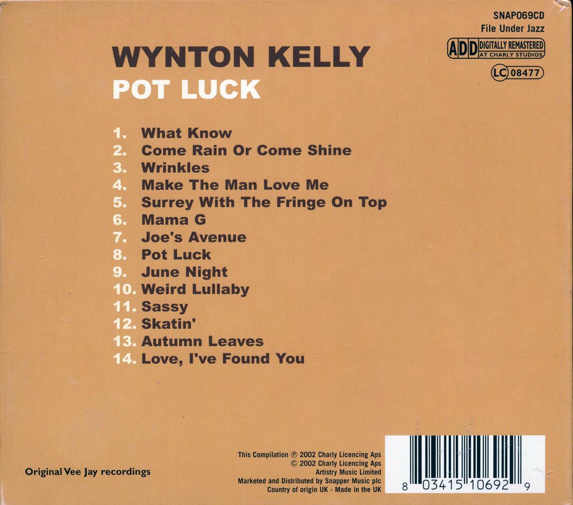 Wynton Kelly - Pot Luck Music CD