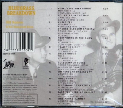 Bill Monroe & His Bluegrass Boys - Blue Grass Breakdown Music CD