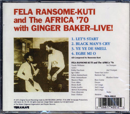 Fela Kuti - Live: With Ginger Baker And The Africa '70 Music CD