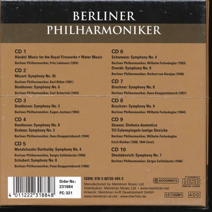 Berliner Philharmoniker - Karajan; Furtwangler; Bohm; Celibidache; Knappertsbusch; Kleiber; Jochum; Lehmann (10xCD) (box set) Music CD