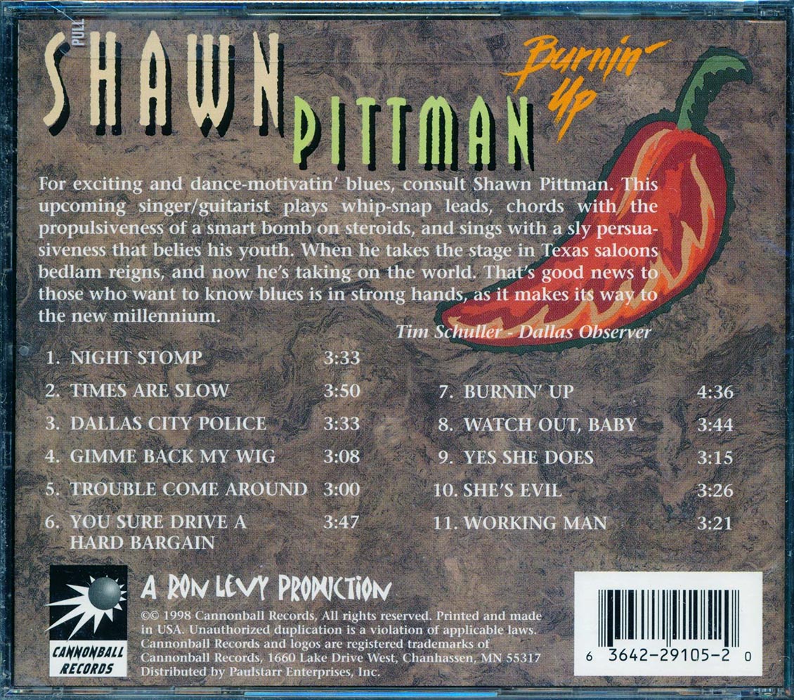 Shawn Pittman - Burning' Up Music CD