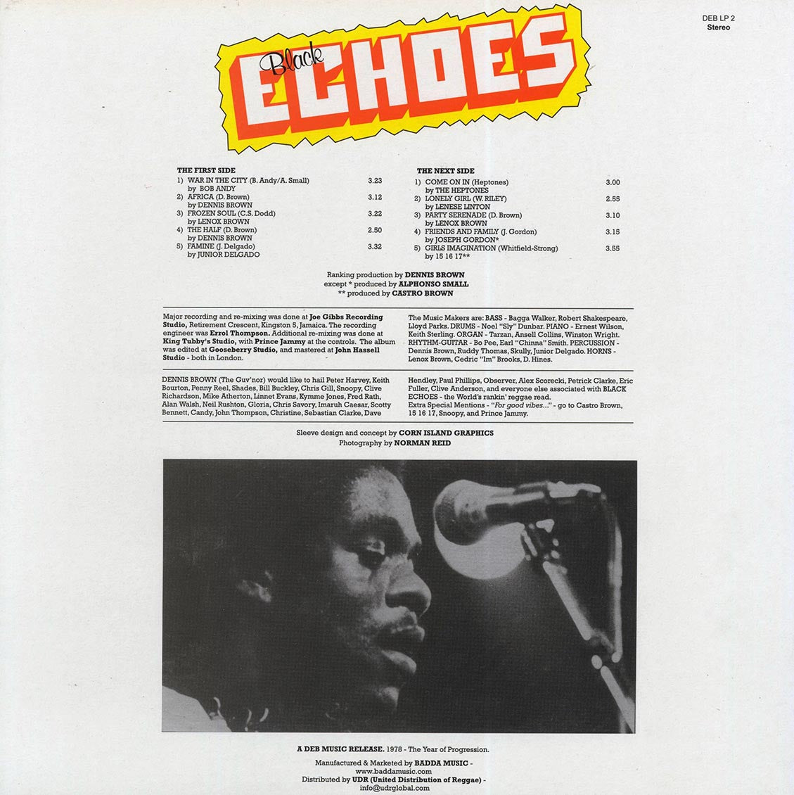 Bob Andy, The Heptones, Jr. Delgado, Dennis Brown, Etc. - Black Echoes Vinyl Record