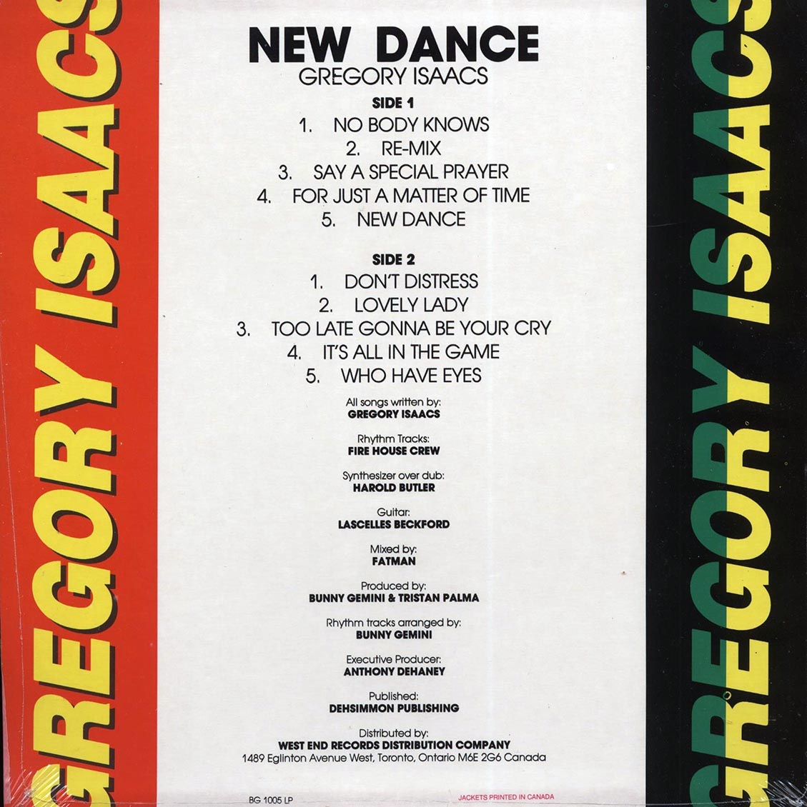 Gregory Isaacs - New Dance (orig. press) Vinyl Record