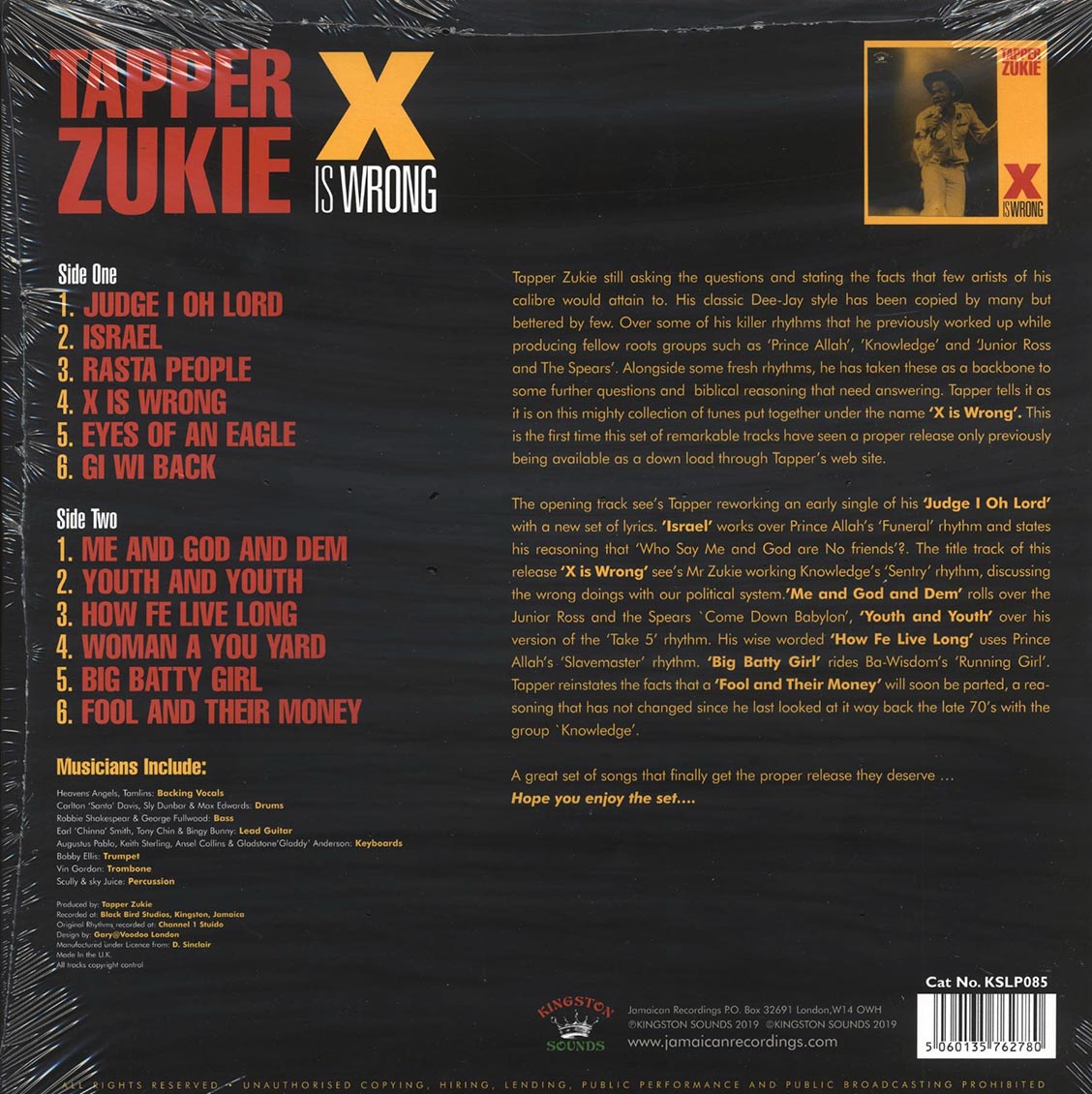 Tappa Zukie - X Is Wrong (180g) Vinyl Record