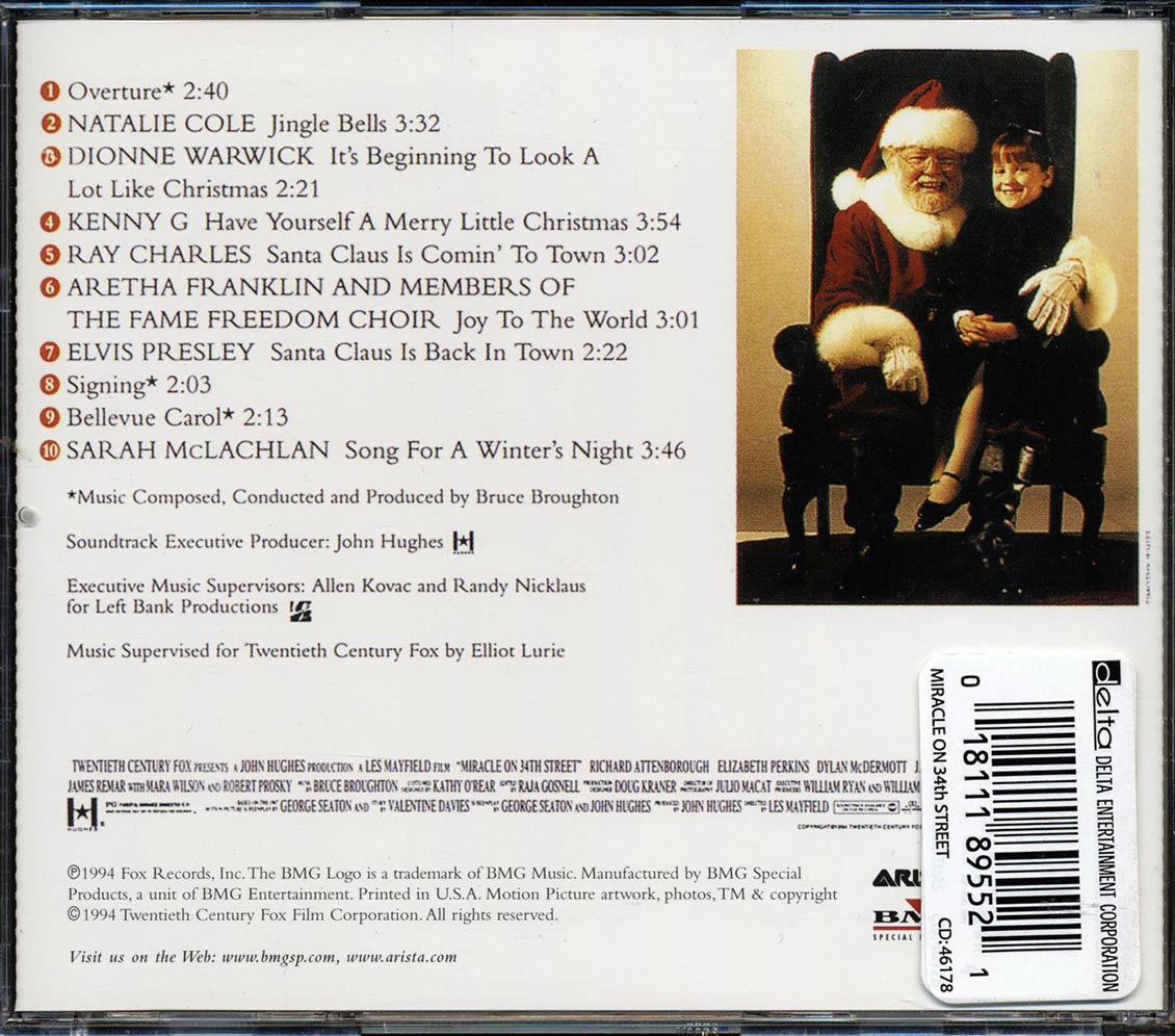 Natalie Cole, Dionne Warwick, Kenny G, Aretha Franklin, Etc. - Miracle On 34th Street: Soundtrack Music CD