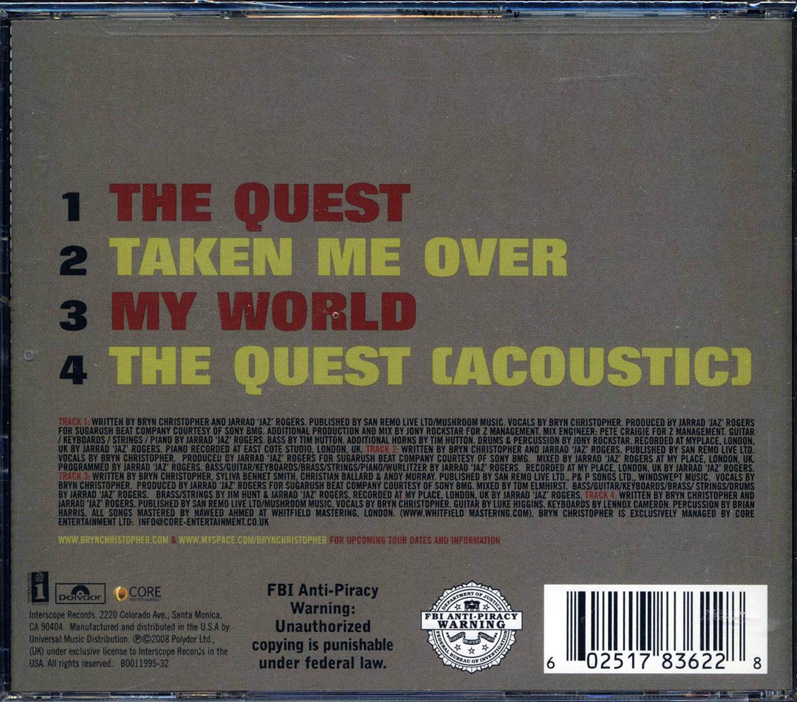 Bryn Christopher - The Quest EP Music CD