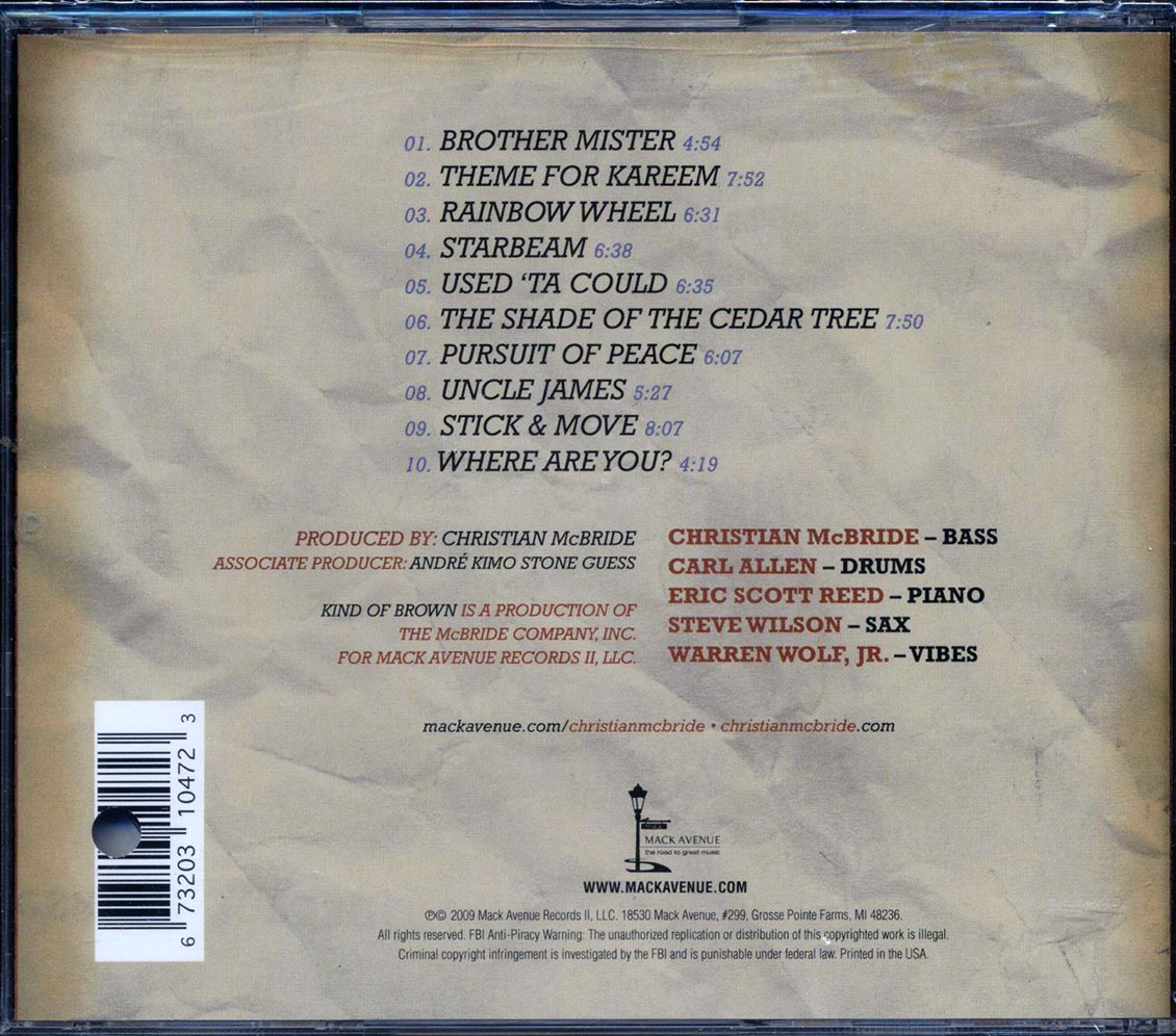 Christian McBride, Inside Straight - Kind Of Brown Music CD
